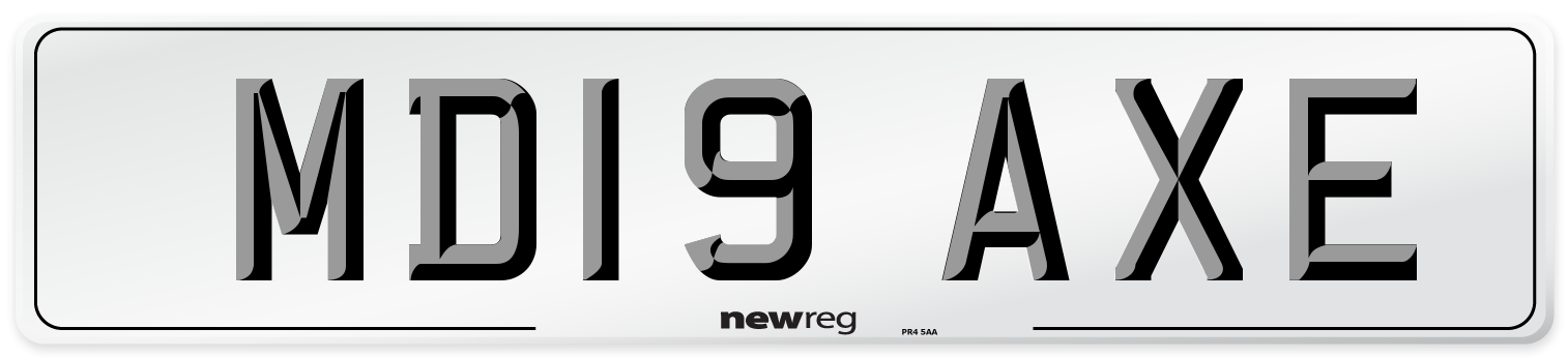 MD19 AXE Number Plate from New Reg